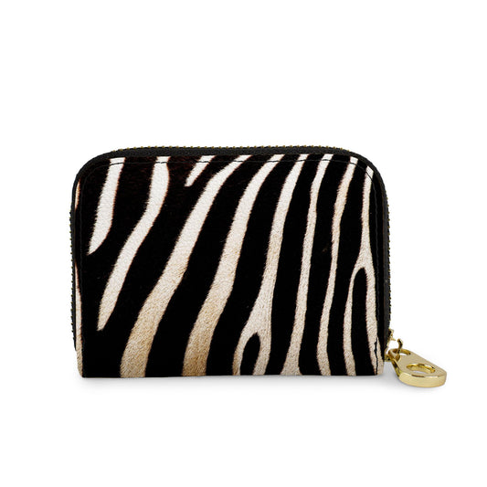 Zebra Print vegan leather RFID zipper wallet