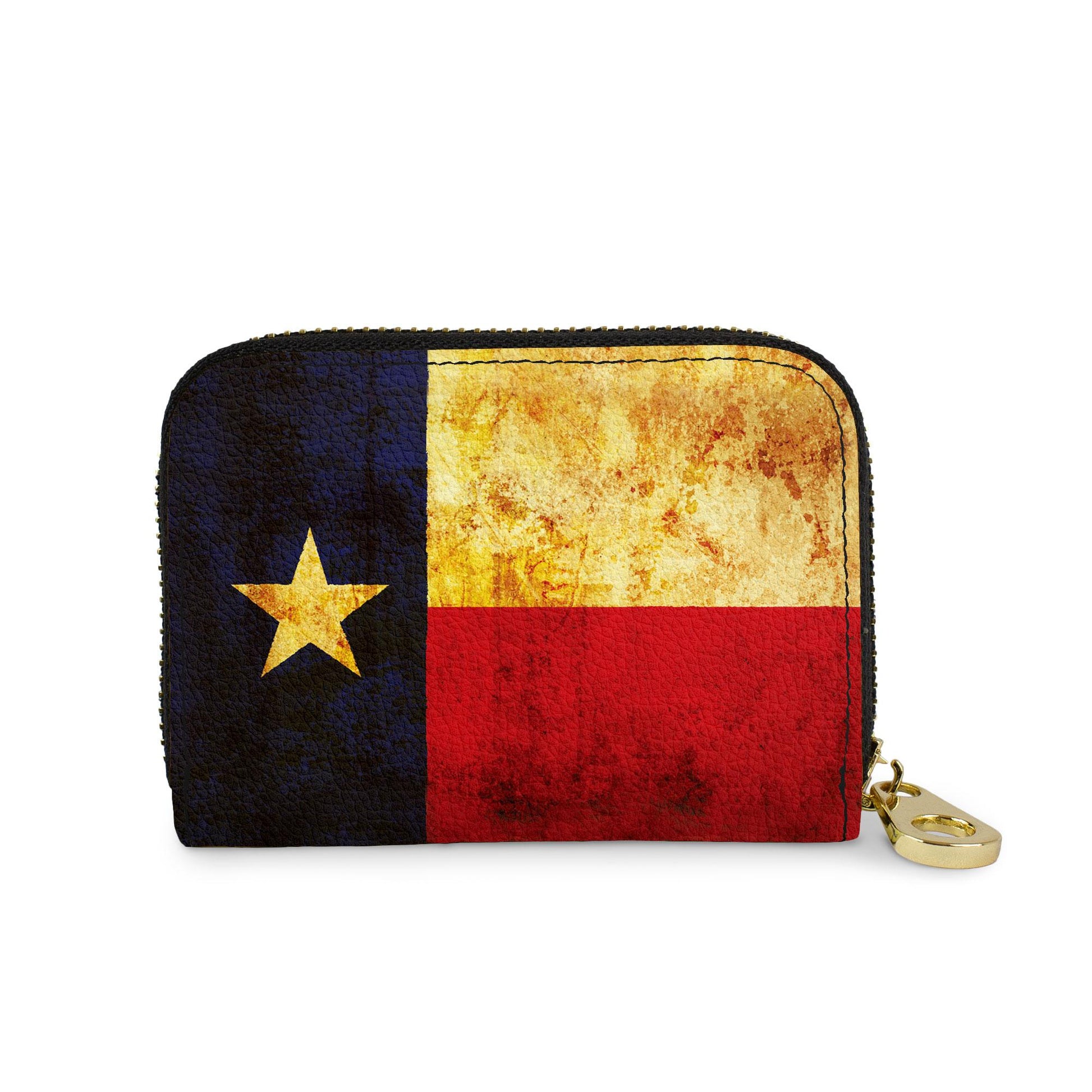 Texas Flag vegan leather RFID zipper wallet