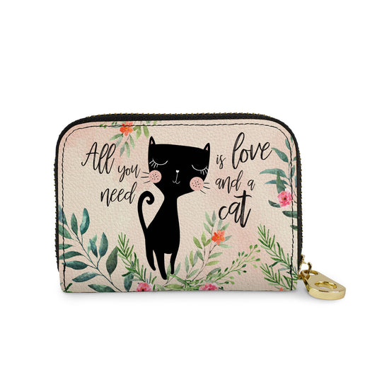Cat Love vegan leather RFID zipper wallet