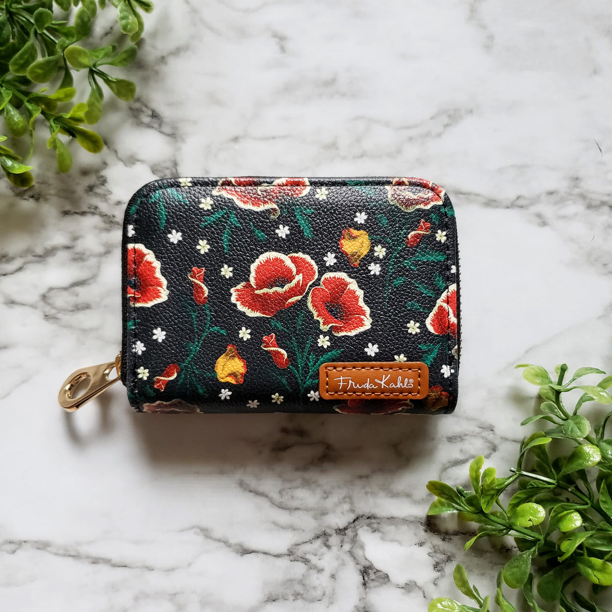 Frida Kahlo Poppies RFID Zipper Wallet