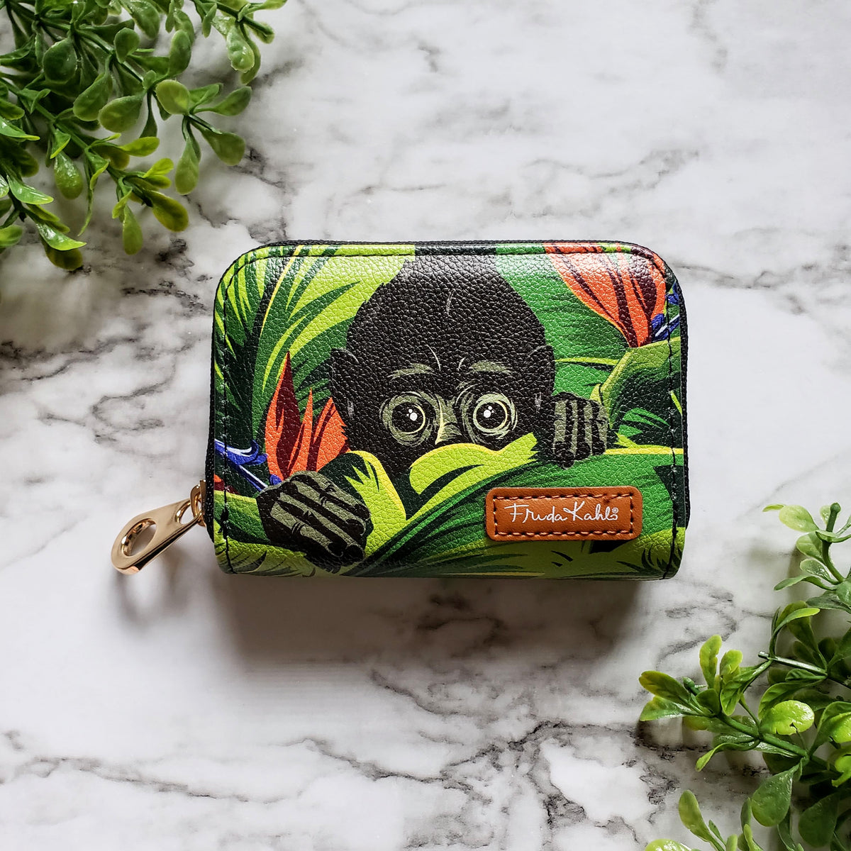 Frida Kahlo Monkey RFID Zipper Wallet