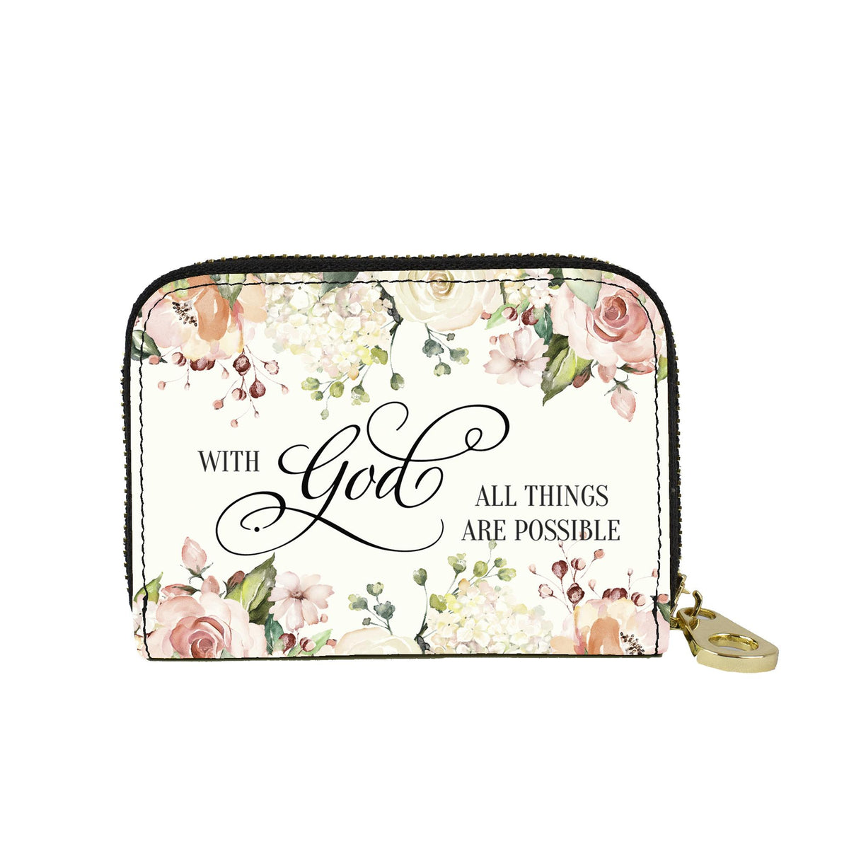 All Things Are Possible vegan leather RFID zipper wallet