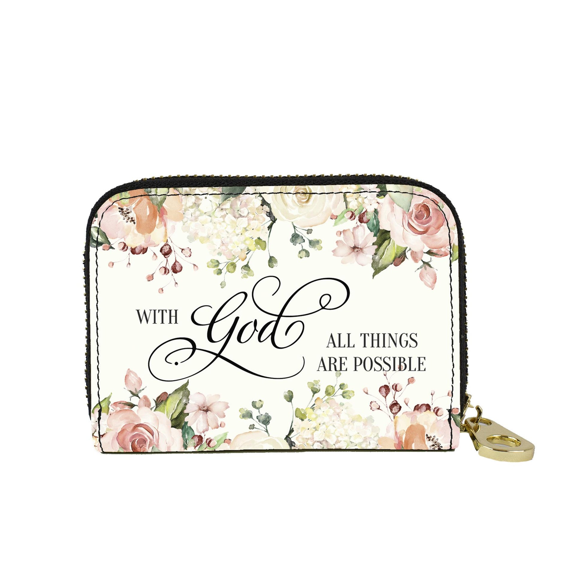 All Things Are Possible vegan leather RFID zipper wallet