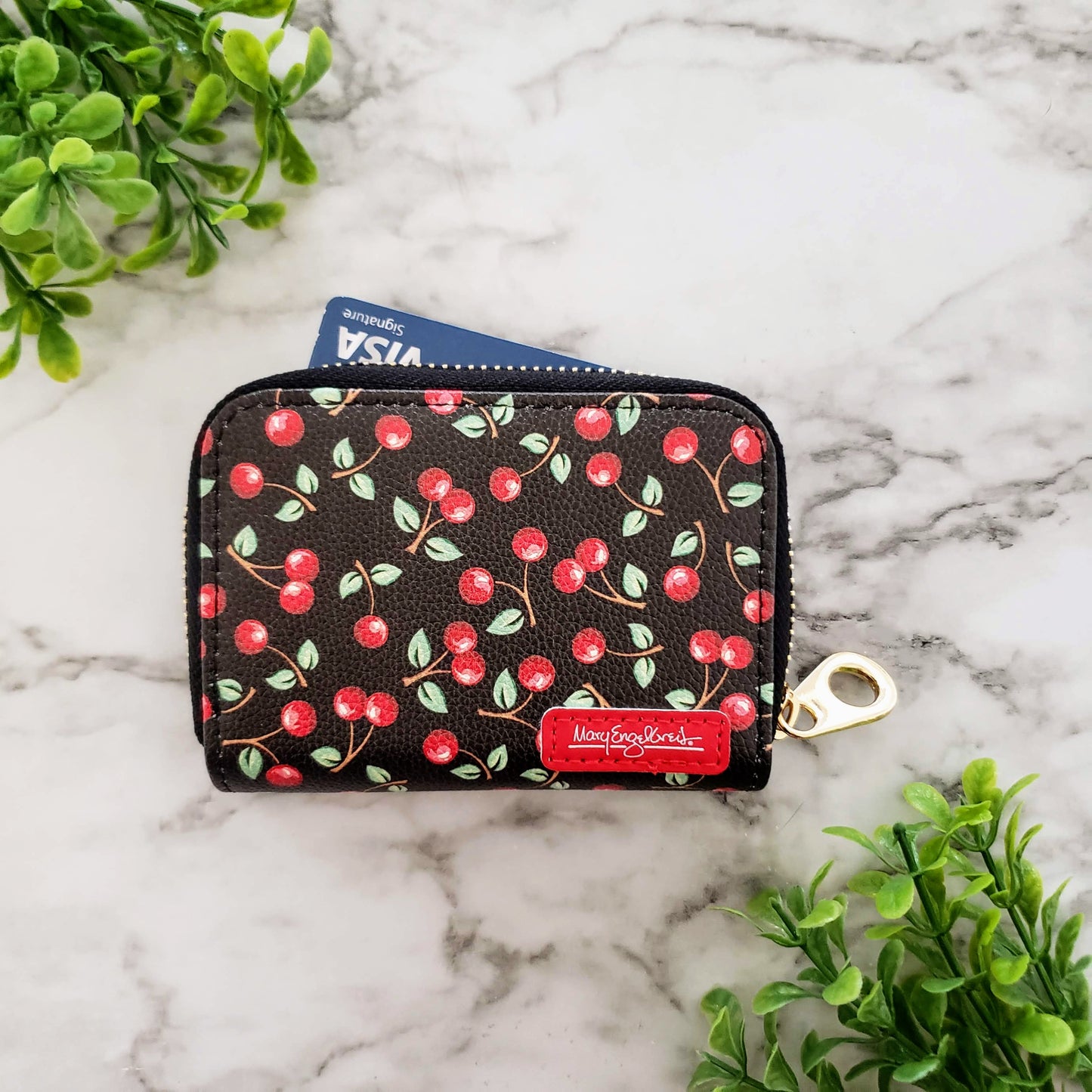 Mary Engelbreit Cherries RFID Zipper Wallet