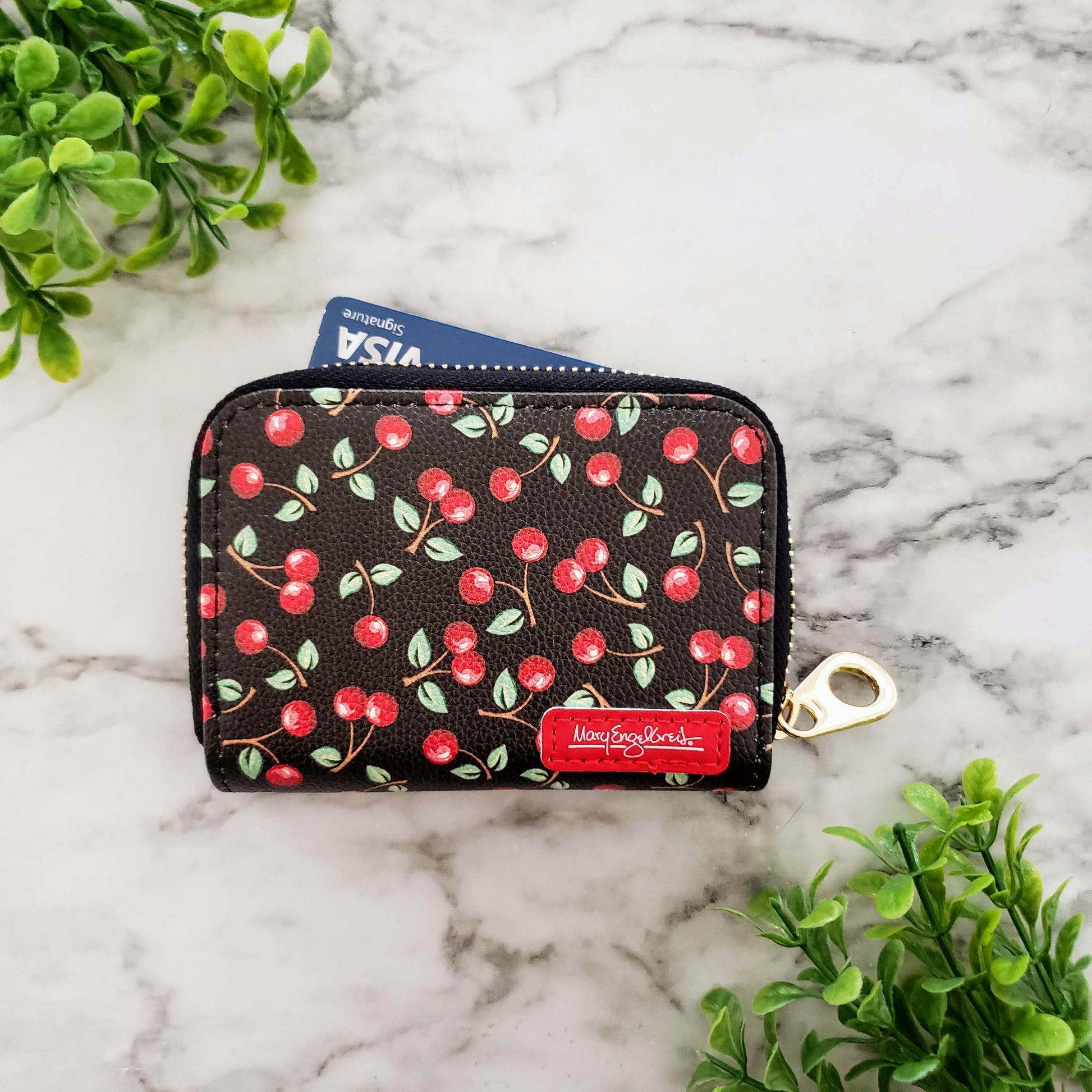 Mary Engelbreit Cherries RFID Zipper Wallet