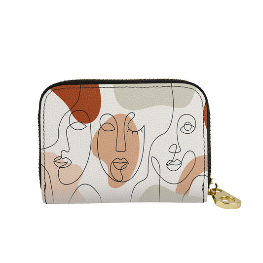 Faces vegan leather RFID zipper wallet