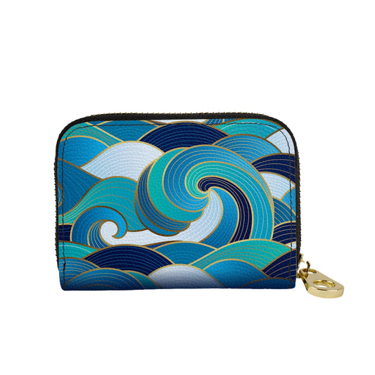 Enameled Wave vegan leather RFID zipper wallet