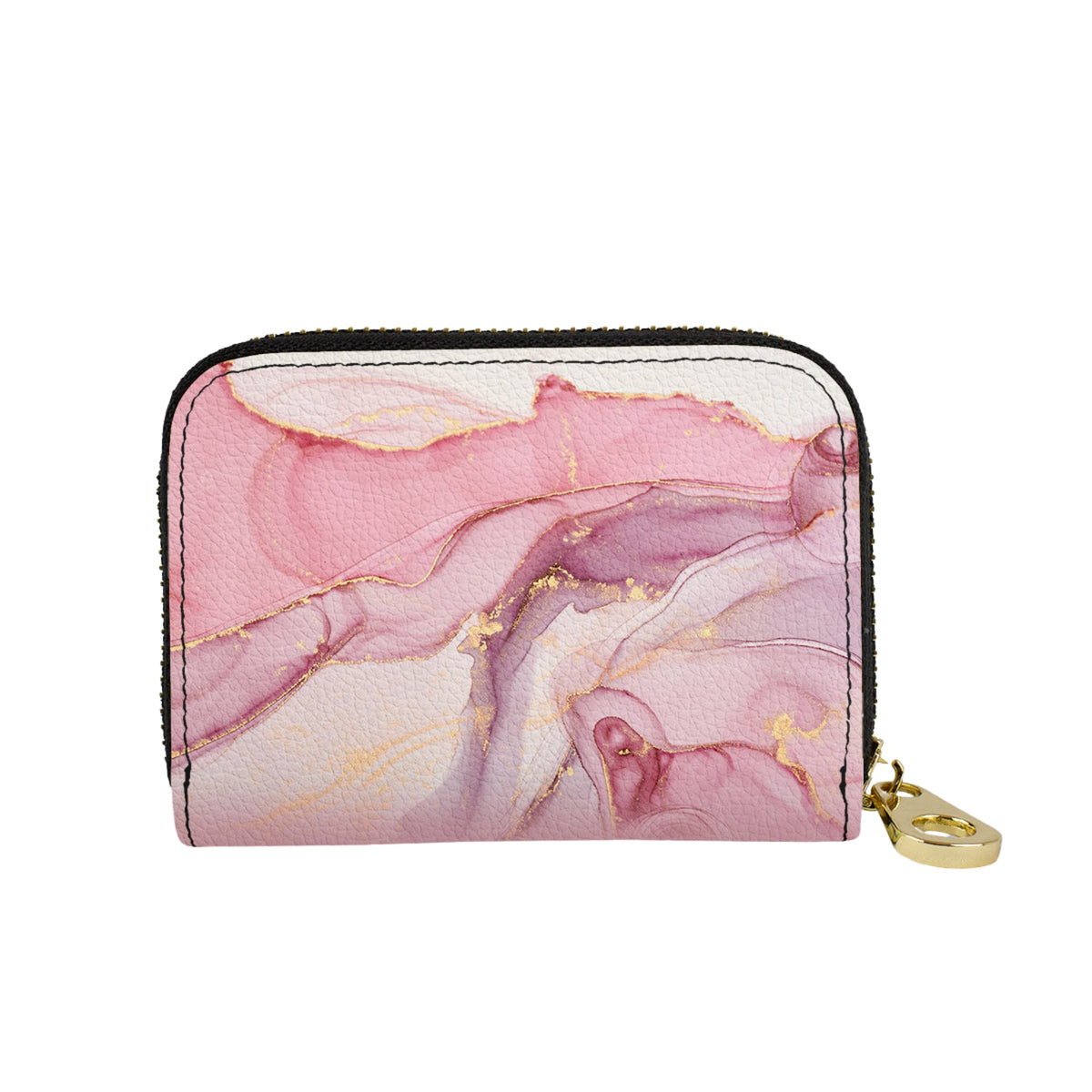 Pink Marble vegan leather RFID zipper wallet