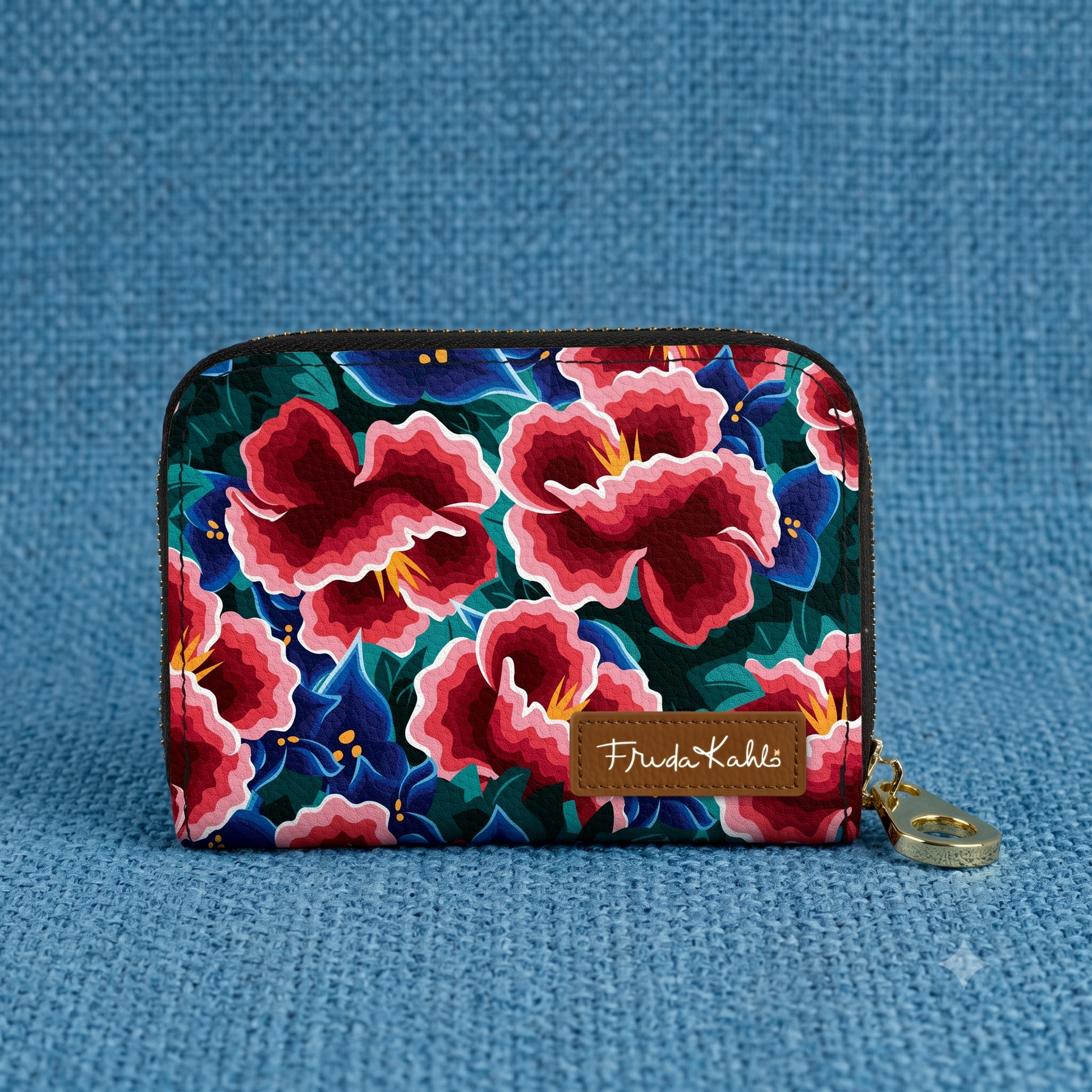 Frida Kahlo Hibiscus RFID zipper wallet