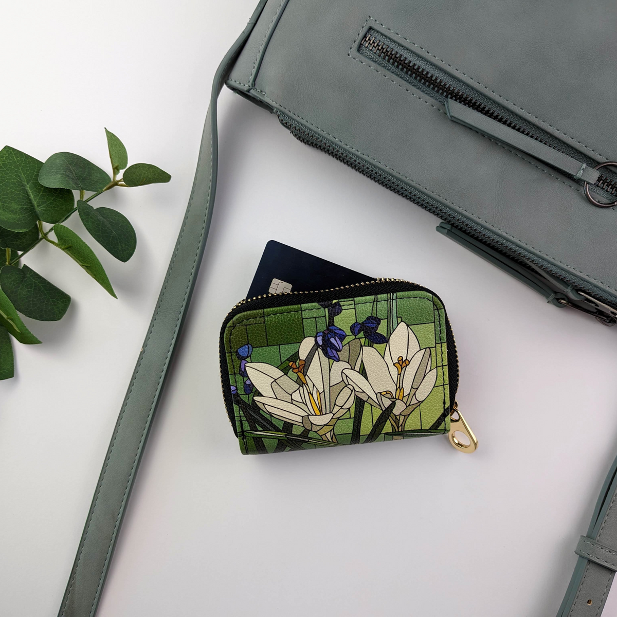 Art Glass Crocus RFID Zipper Wallet