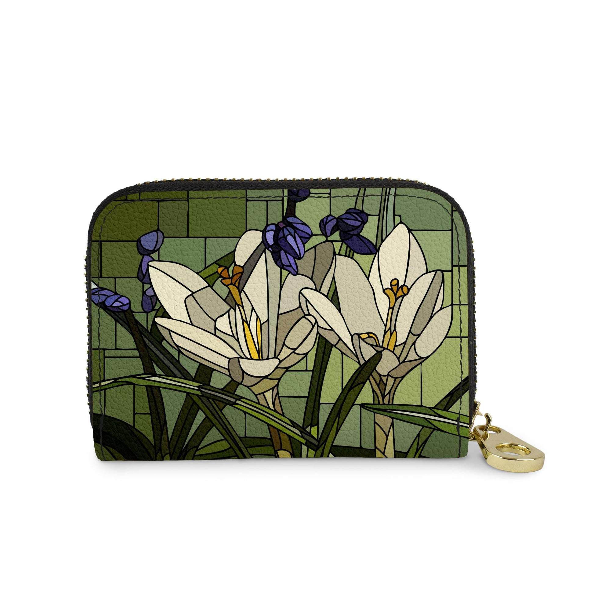 Art Glass Crocus vegan leather RFID zipper wallet