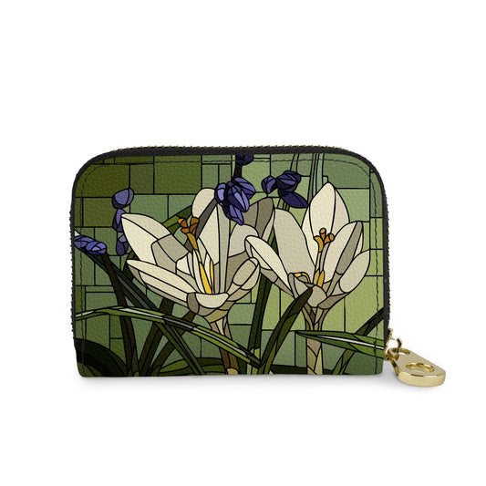 Art Glass Crocus vegan leather RFID zipper wallet