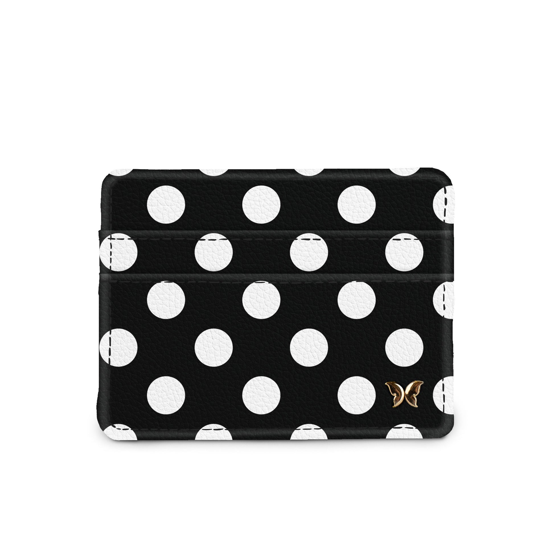 Black and white polka dot slim wallet
