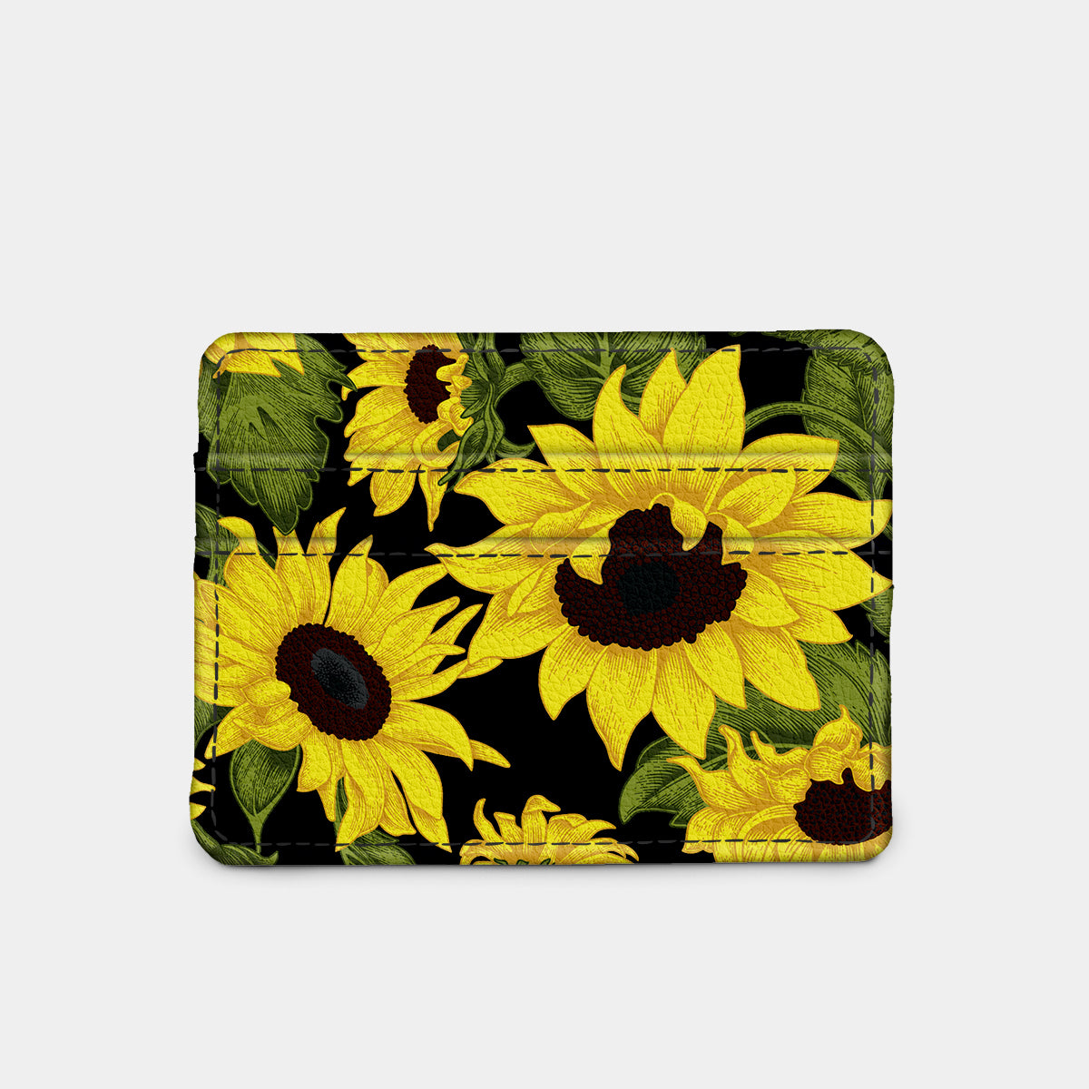 Sunflower on Black Slim Wallet — SKU 82048