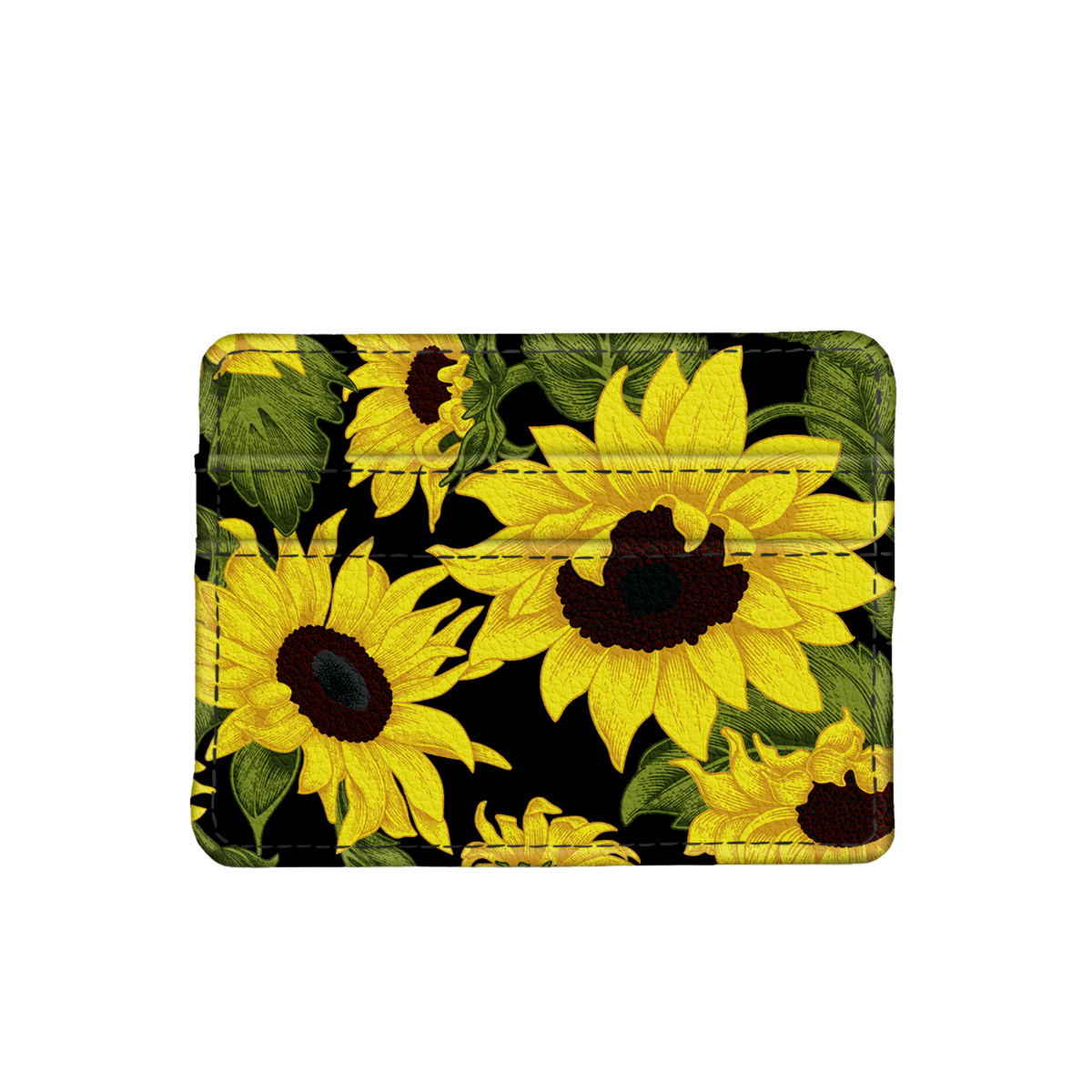 Sunflower on black slim wallet