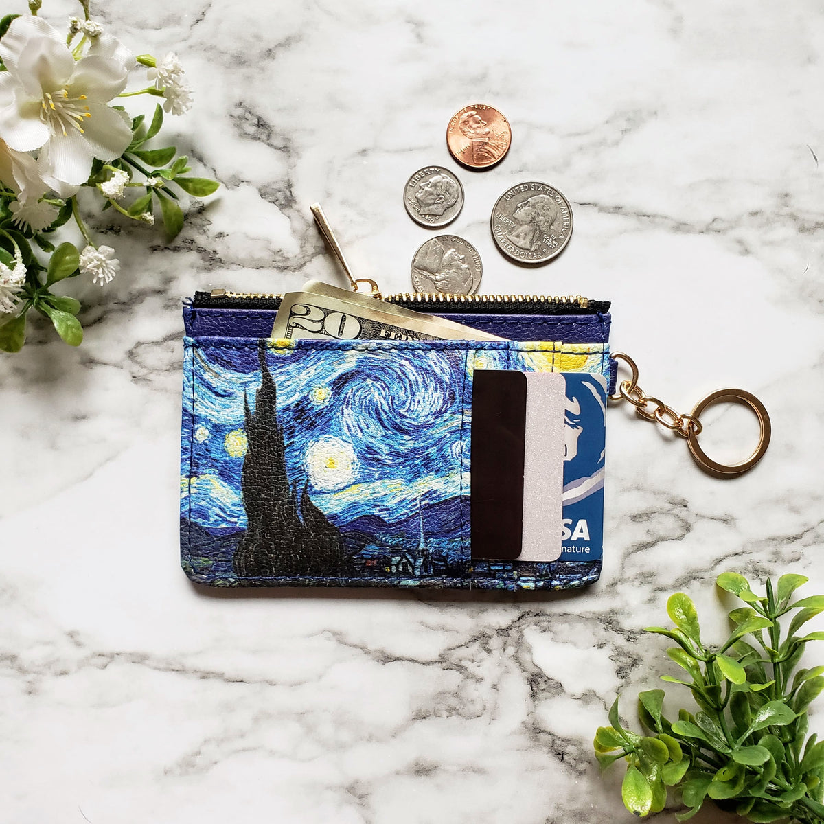 Van Gogh Starry Night Keychain Wallet