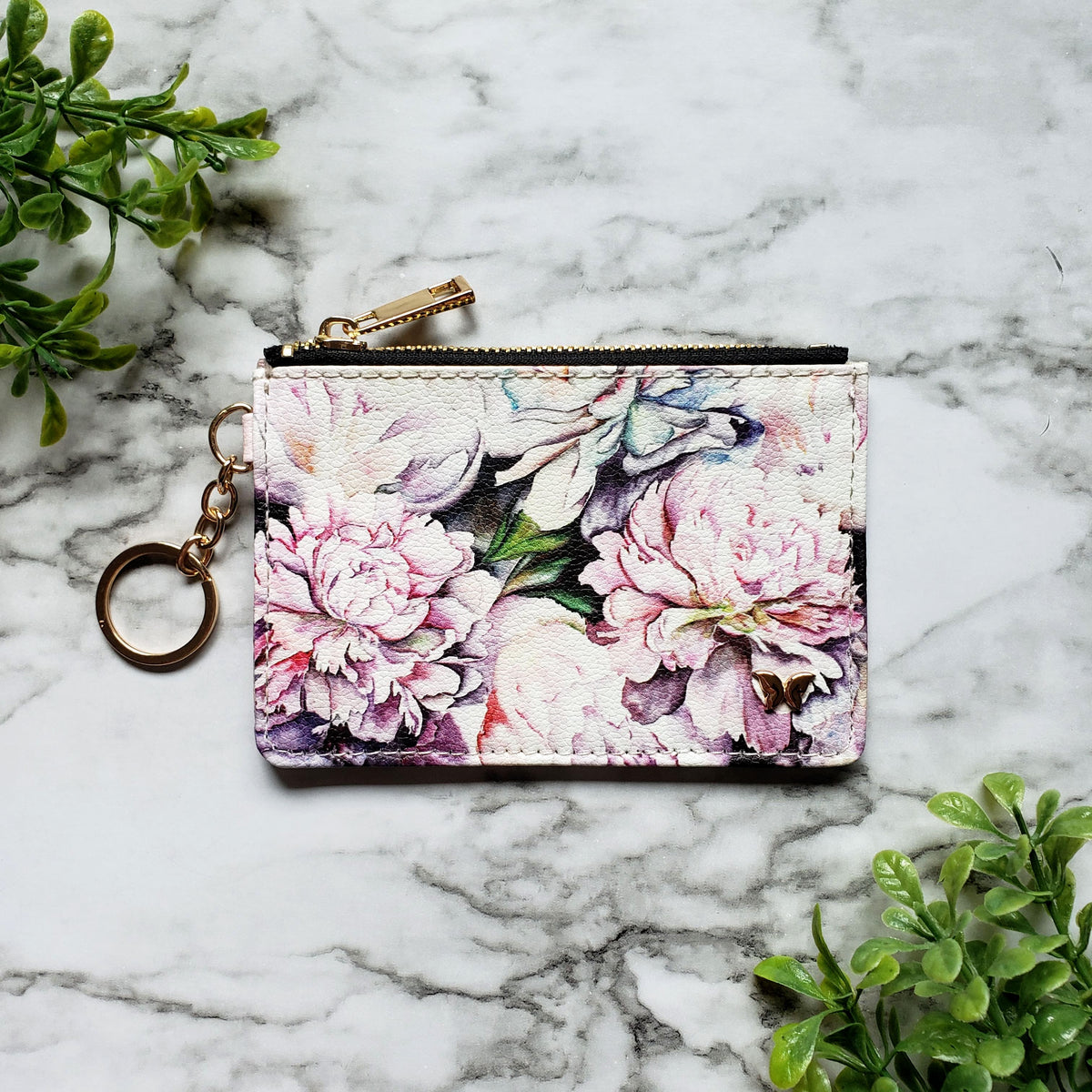 Peonies Keychain Wallet