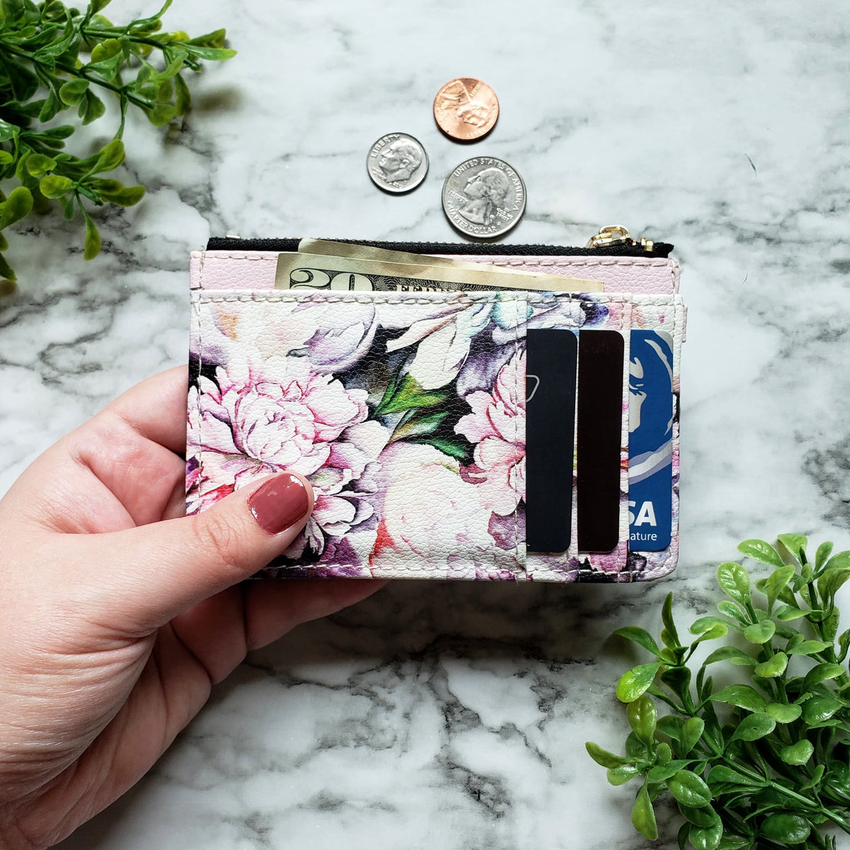 Peonies Keychain Wallet