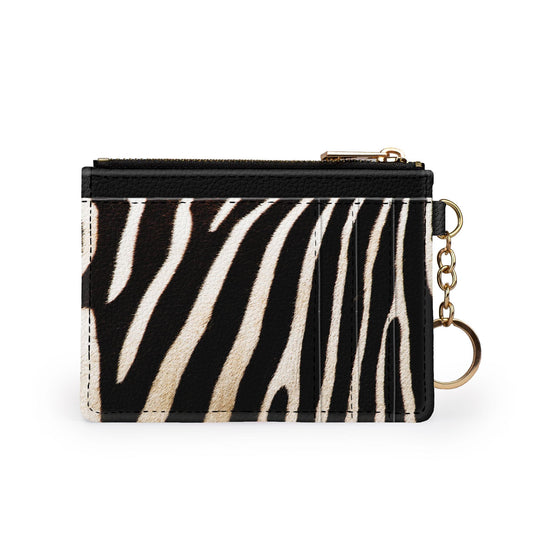 Zebra print keychain wallet