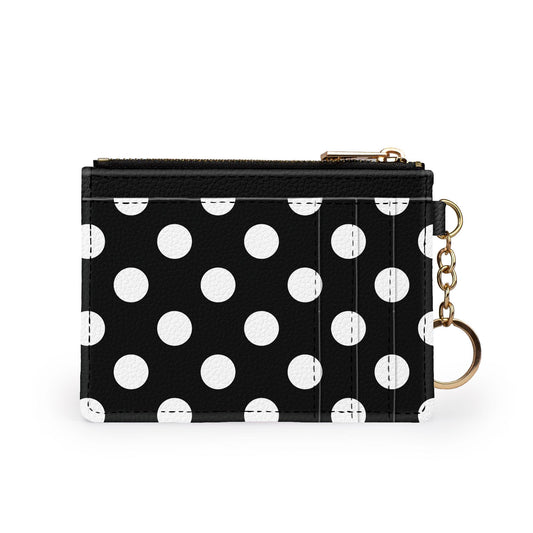 Black and white polka dot keychain wallet