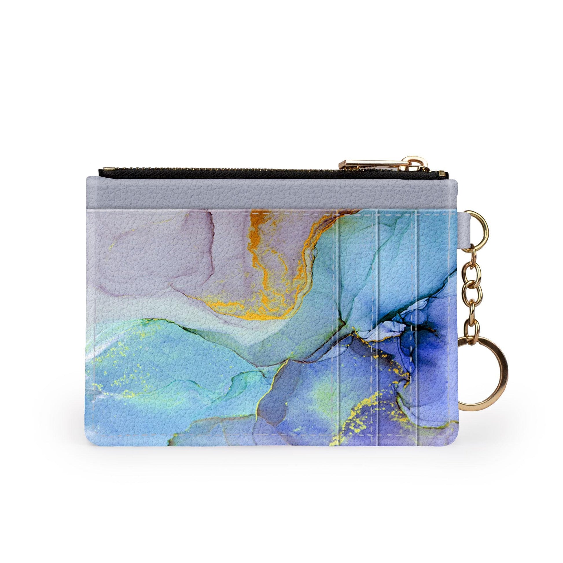 Blue marble keychain wallet