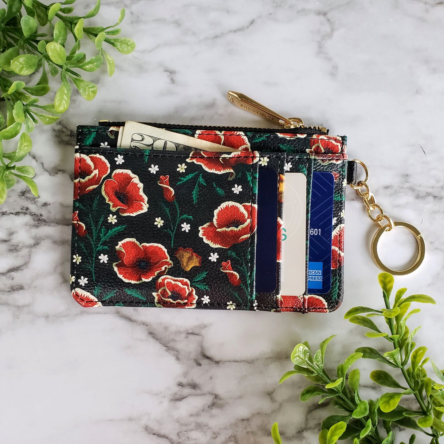 Frida Kahlo Poppies Keychain Wallet