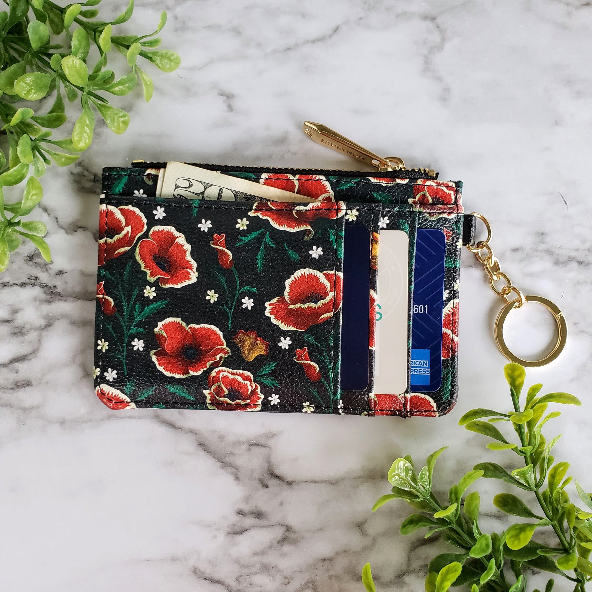 Frida Kahlo Poppies Keychain Wallet