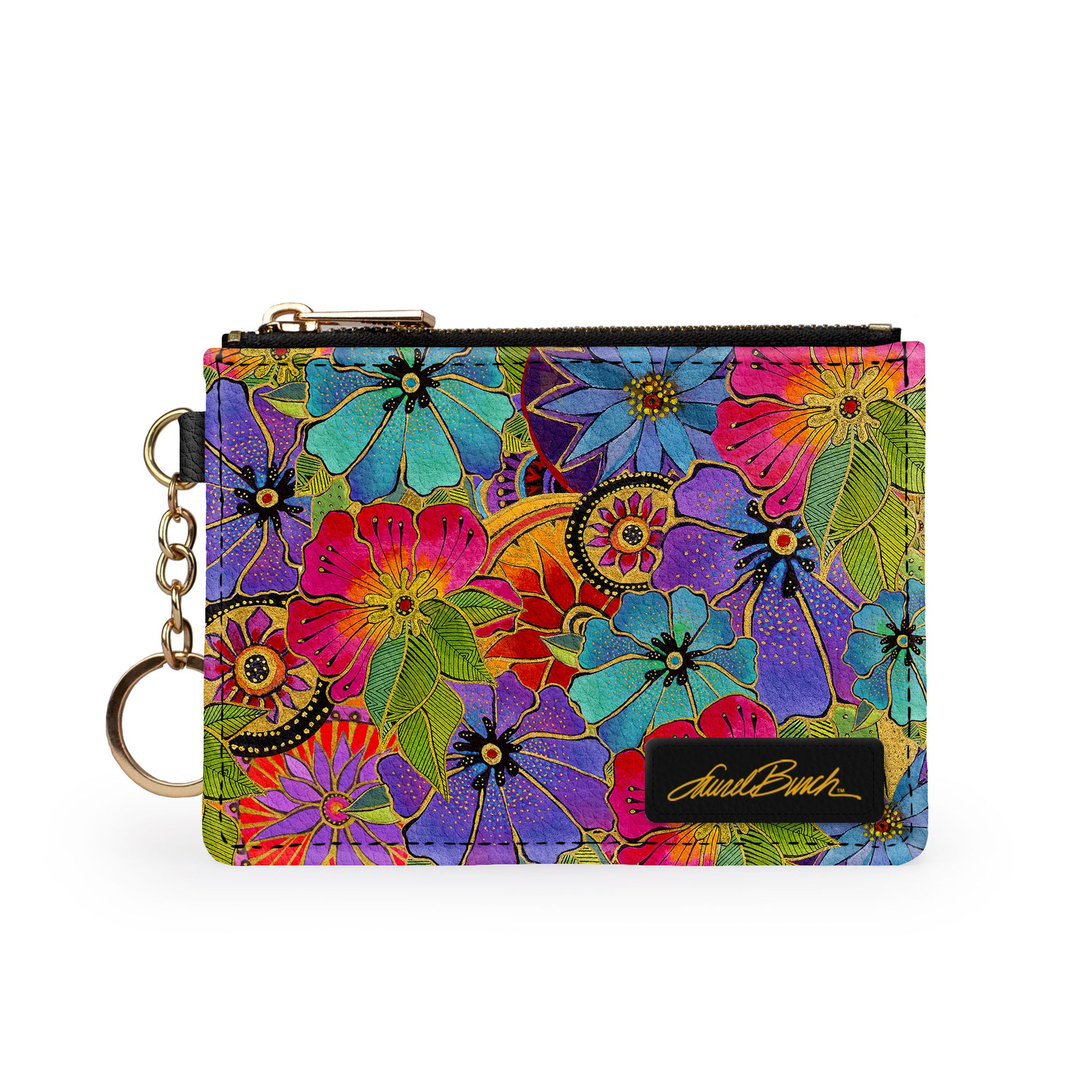 Laurel Burch Blossoming Florals Keychain Wallet
