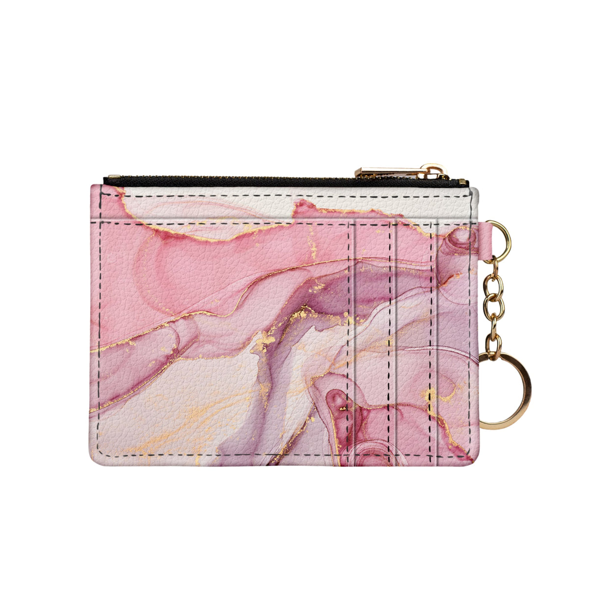 Pink marble keychain wallet