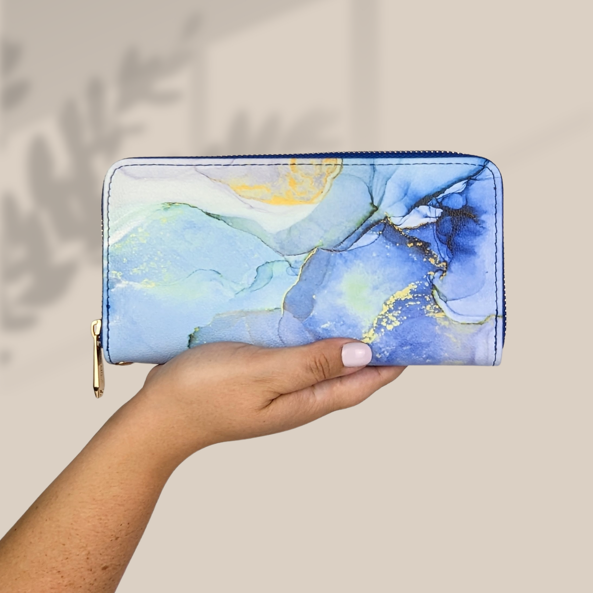 Blue Marble Wristlet Wallet