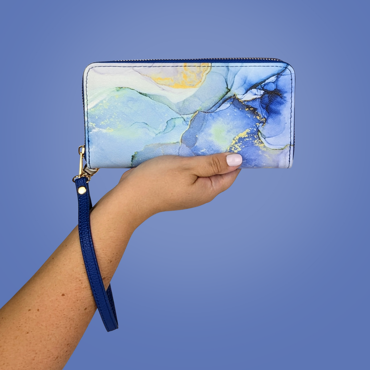 Blue Marble Wristlet Wallet