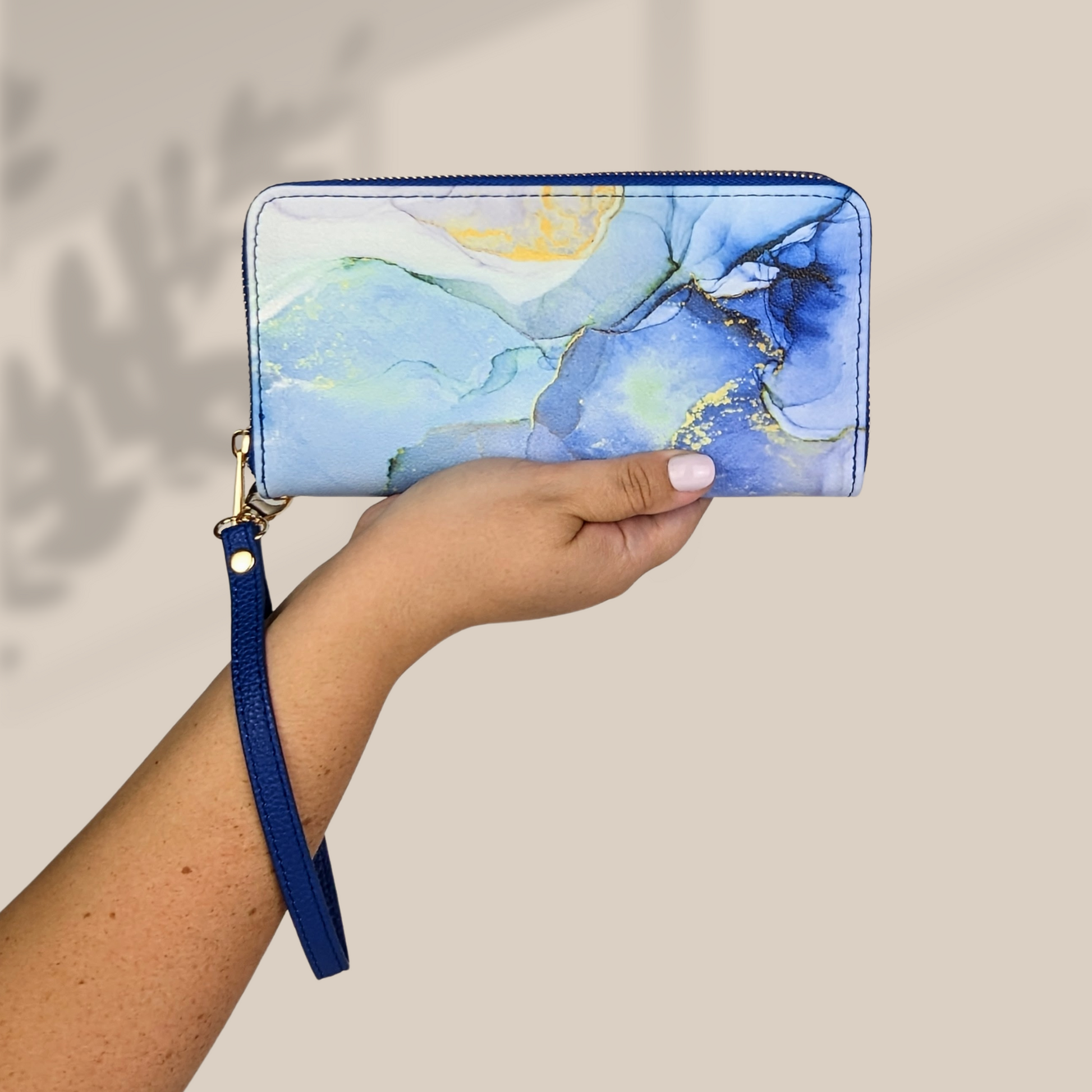 Blue Marble Wristlet Wallet