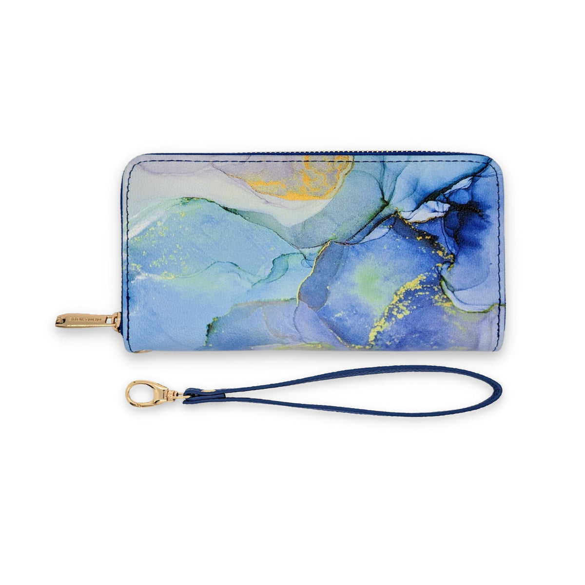 Blue marble wristlet wallet