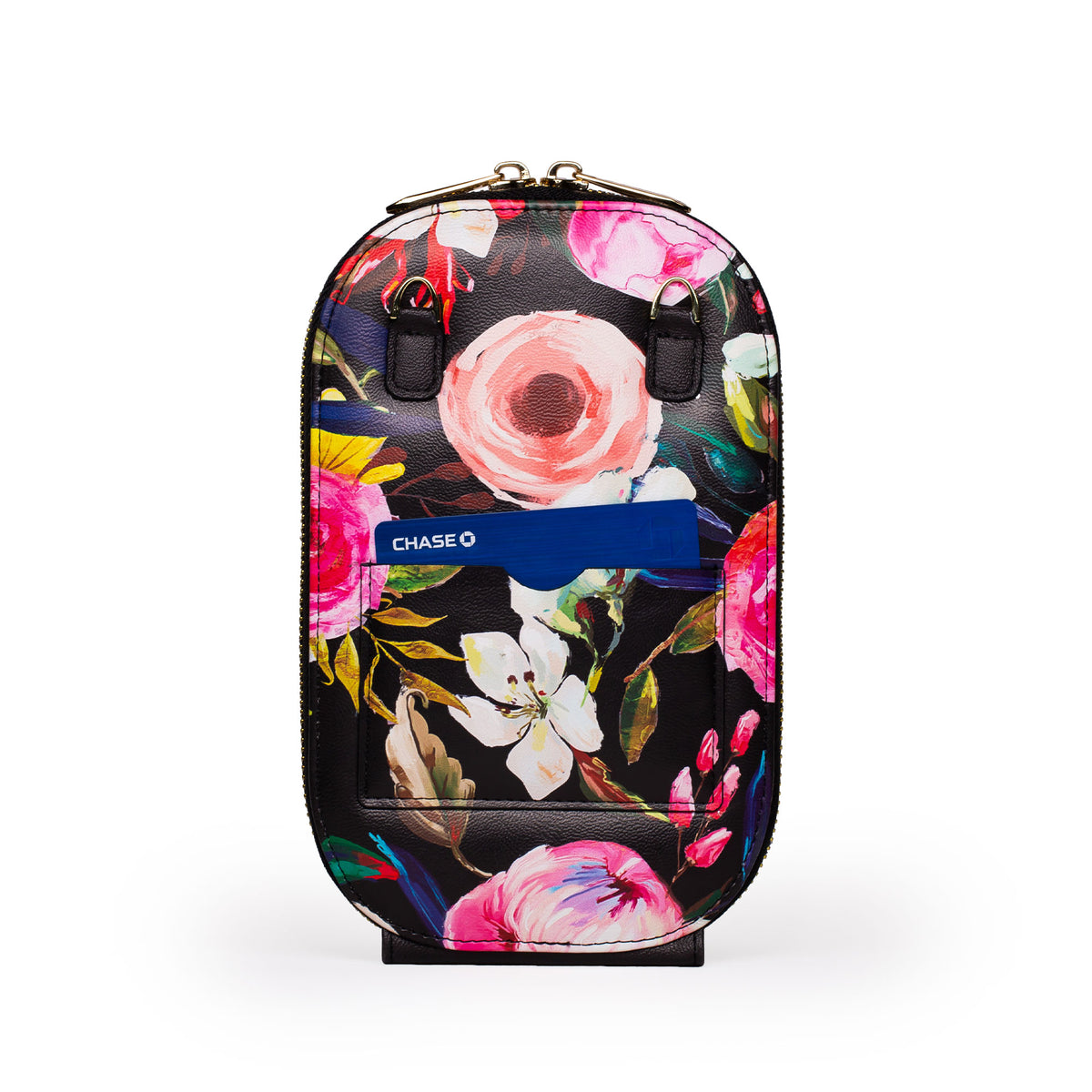 Floral on Black Crossbody Bag