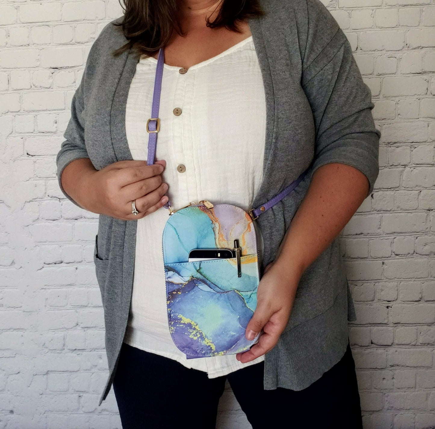 Blue Marble Crossbody Bag