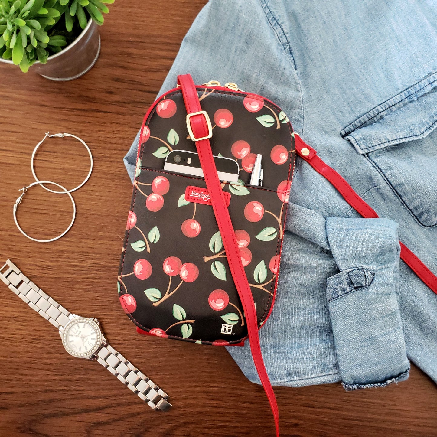 Mary Engelbreit Cherries Crossbody Bag