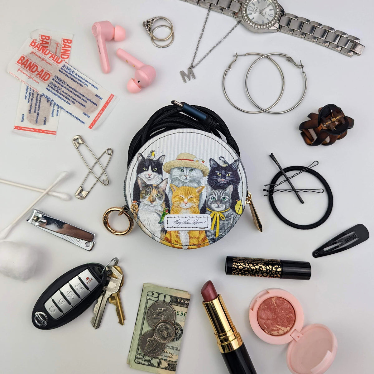 Mary Lake-Thompson Cats Round Zipper Case