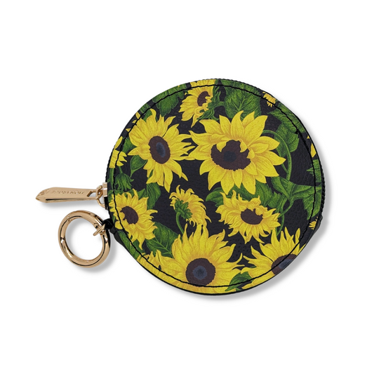 Sunflower on black round zipper case