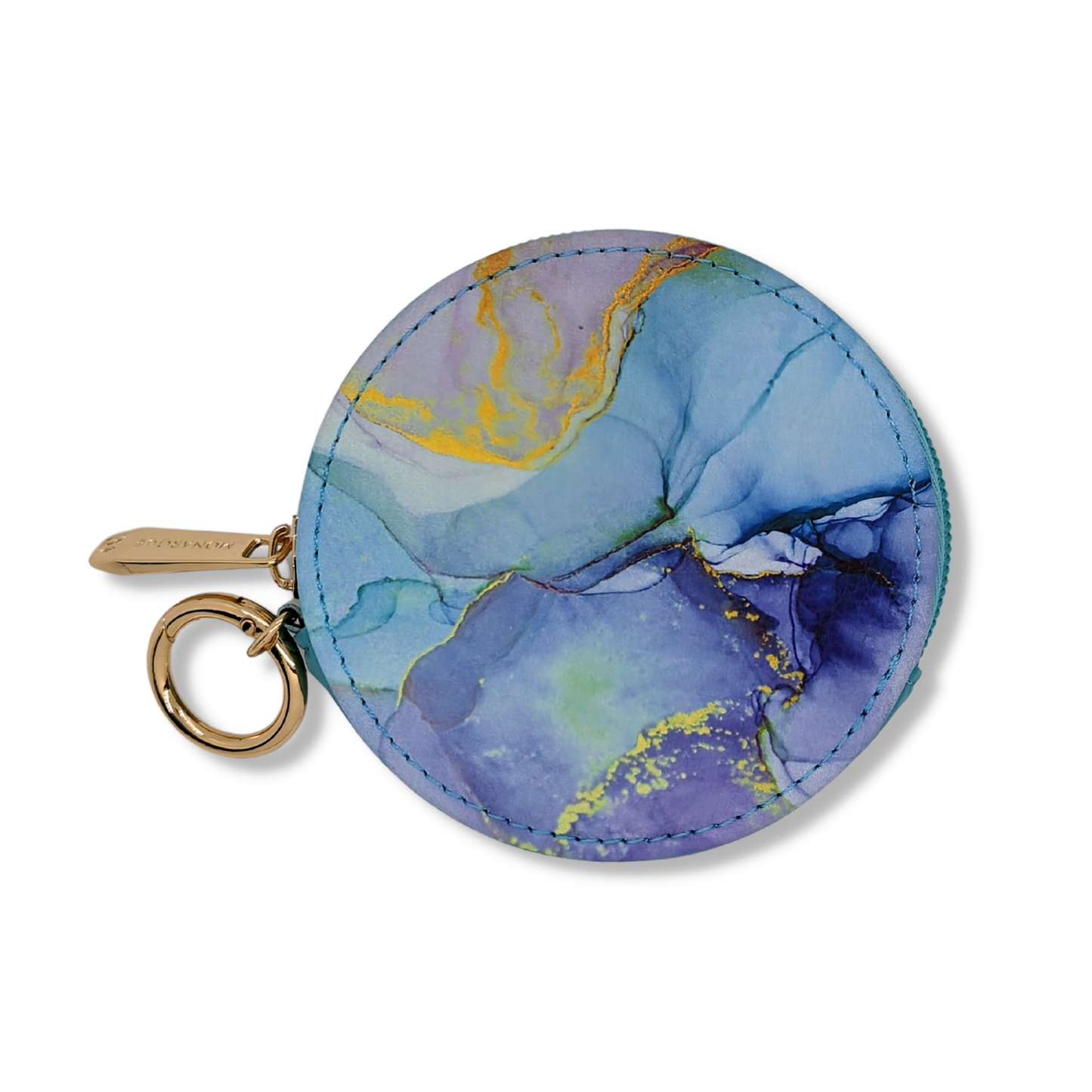 Blue marble round zipper case