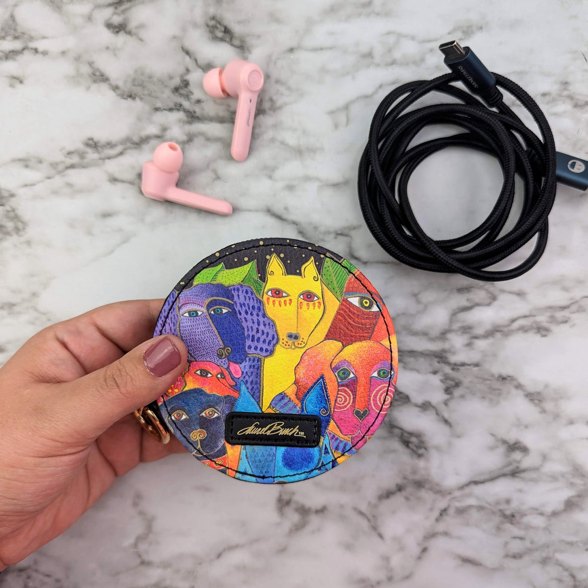 Laurel Burch Dogs & Doggies Round Zipper Case