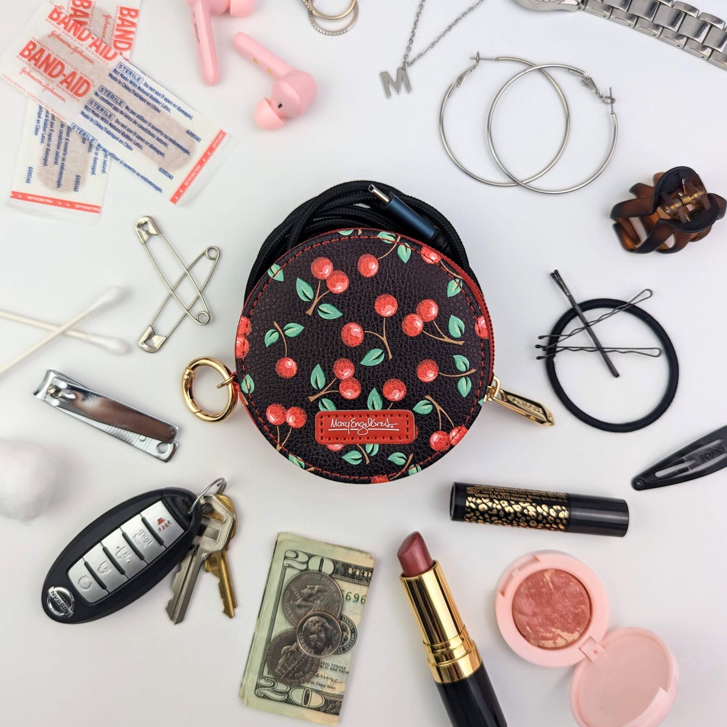 Mary Engelbreit Cherries Round Zipper Case