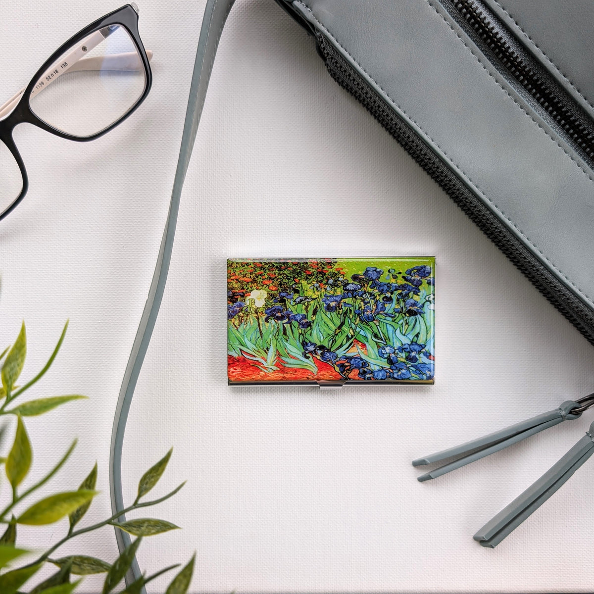 Van Gogh Irises Stainless Steel Business Card Holder