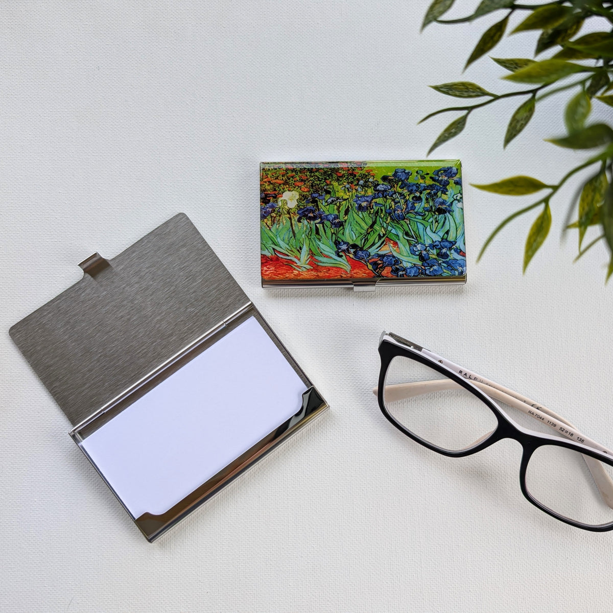 Van Gogh Irises Stainless Steel Business Card Holder