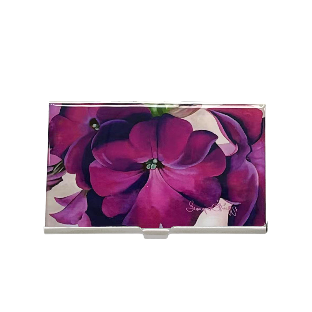 Georgia O'Keeffe Petunia stainless steel business card holder