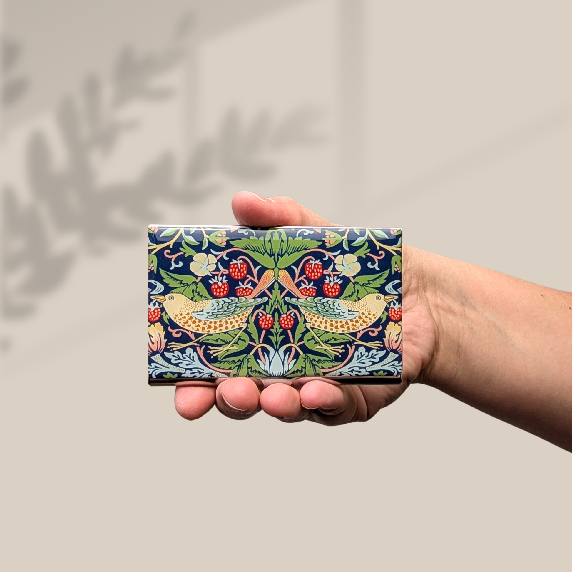 William Morris Strawberry Thief Stainless Steel Business Card Holder