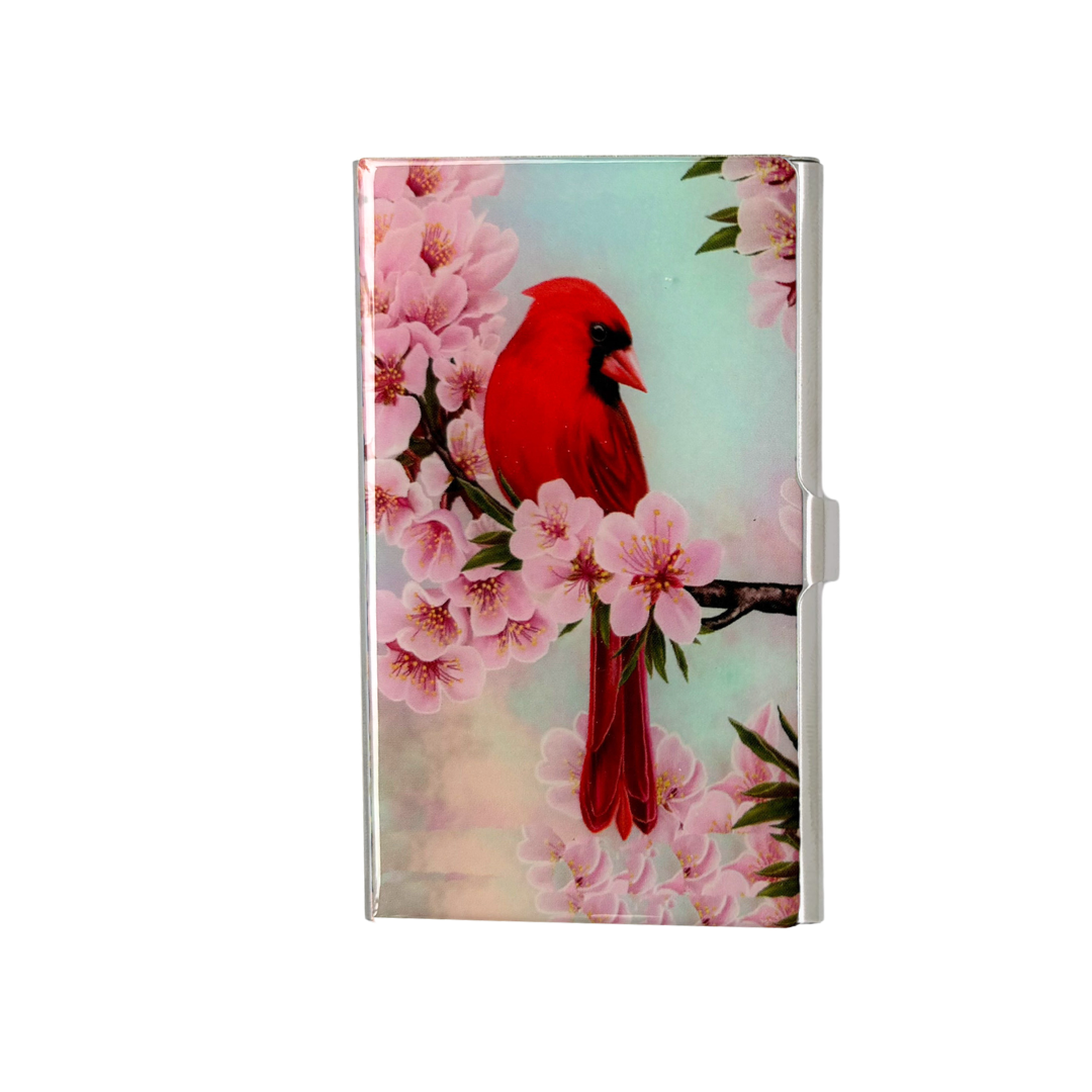 Cardinal stainless steel business card holder