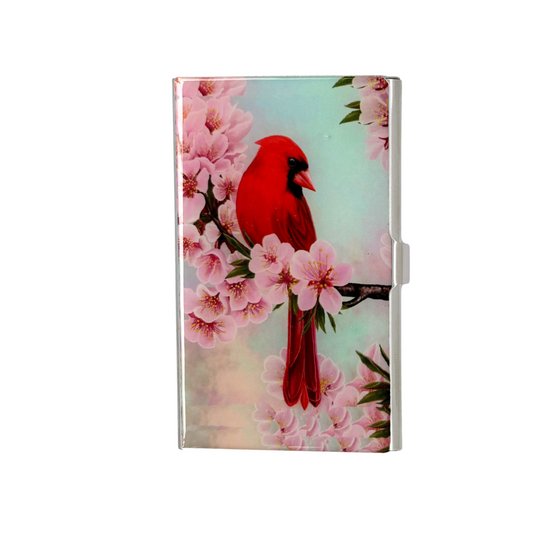 Cardinal stainless steel business card holder