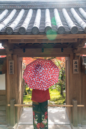Cherry Pop Red Floral Bottle Umbrella