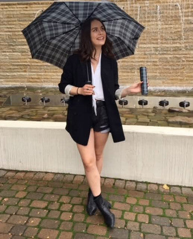 Vinrella Black Plaid Bottle Umbrella