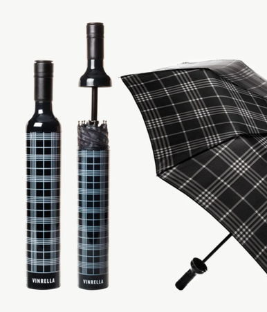 Vinrella Black Plaid Bottle Umbrella